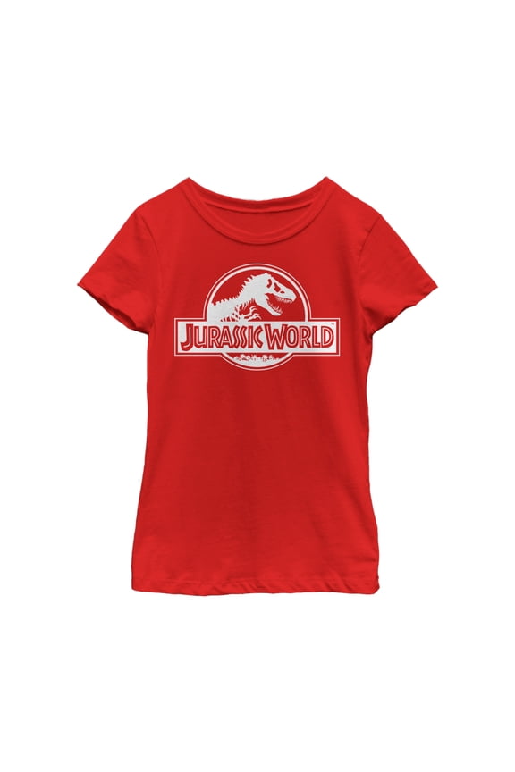 Girl's Jurassic World Simple T. Rex Logo Graphic Tee Red Small