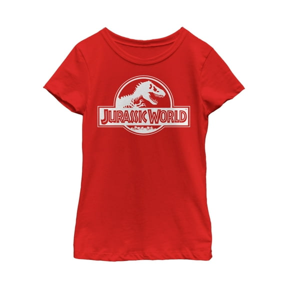 Girl's Jurassic World Simple T. Rex Logo  Graphic Tee Red X Large