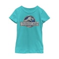 thumbnail image 1 of Girl's Jurassic World T. Rex Logo  Graphic Tee Tahiti Blue Medium, 1 of 3