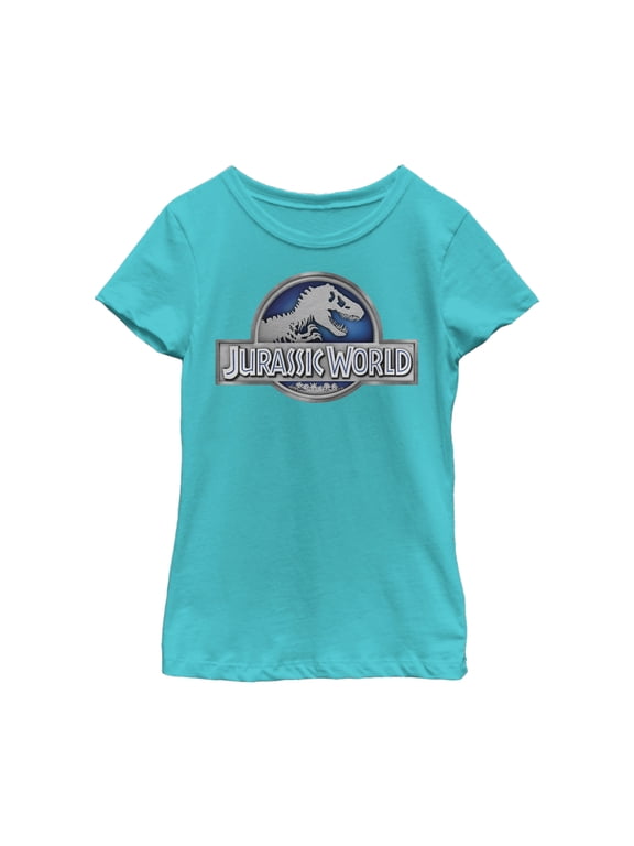 Girl's Jurassic World T. Rex Logo Graphic Tee Tahiti Blue Small
