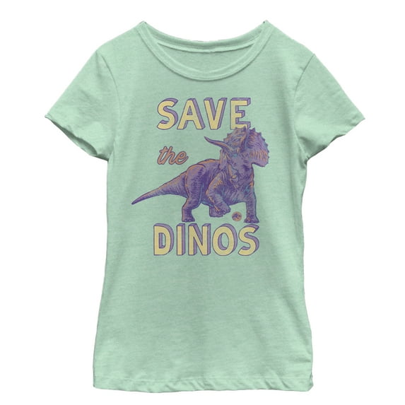 Girl's Jurassic World Triceratops Save Dinos Graphic Tee Mint Large