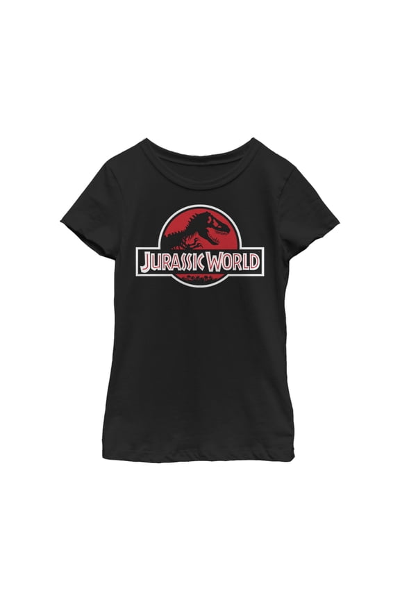 Girl's Jurassic World Tyrannosaurus Rex Logo Graphic Tee Black Large