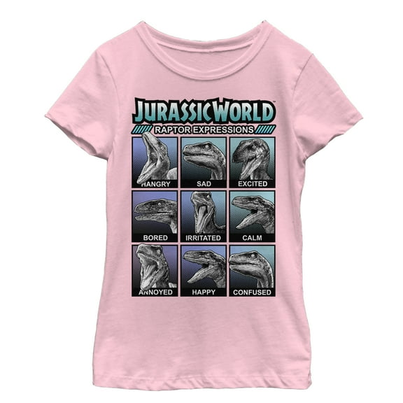 Girl's Jurassic World Velociraptor Expressions  Graphic Tee Light Pink Large