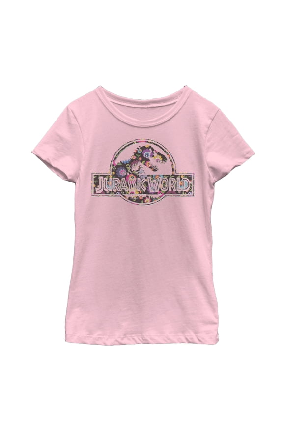 Girl's Jurassic World Vintage Hippie Flower Logo Graphic Tee Light Pink X Small