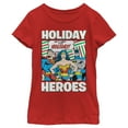 thumbnail image 1 of Girl's Justice League Holiday Heroes Graphic Tee Red Large, 1 of 4