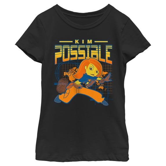 Girl's Kim Possible Mission Kim Graphic Tee Black Large
