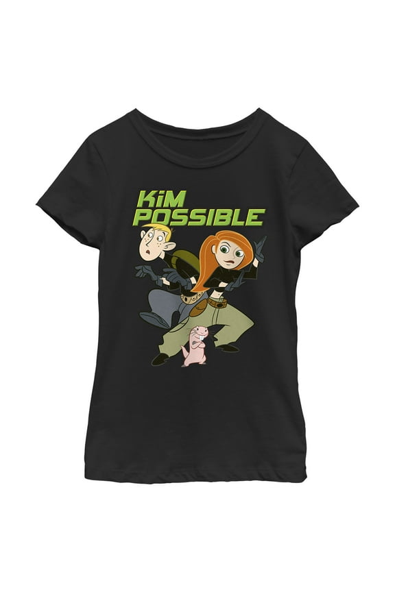 Girl's Kim Possible Team Possible Graphic Tee Black Medium