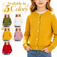 thumbnail image 1 of Girl's Knit Button down Cardigan - Long Sleeve Crew Neck Sweater Coat - Fall Vintage Fashion Outerwear, 1 of 6