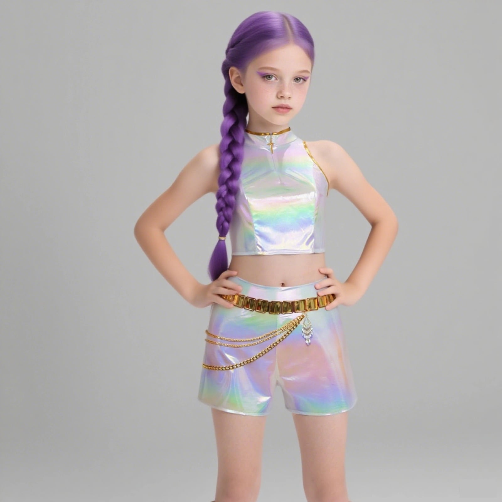 Girl's Kpops Demo-n HuntersX Kids Costume Ru/mi Tank Top Shorts with ...