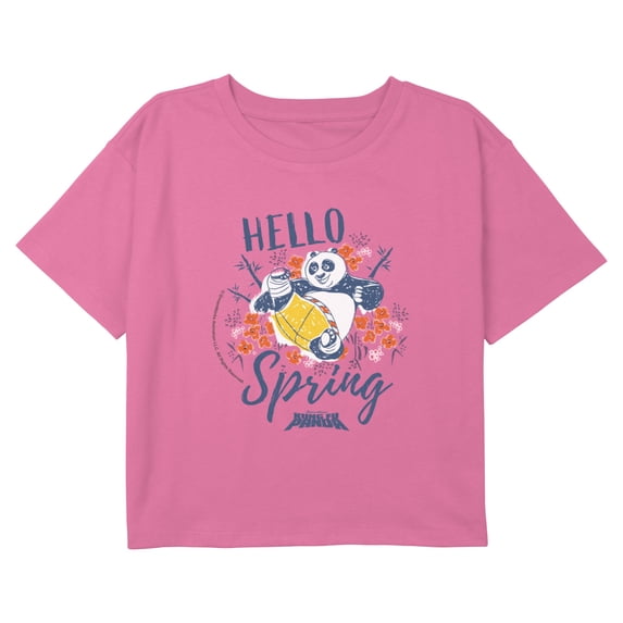 Girl's Kung Fu Panda Hello Spring Moves Graphic Cropped T-Shirt