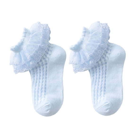 Girl's Lace Dance All-Match Breathable Mid-Calf Socks Socks for Girls Clothes Light Blue C