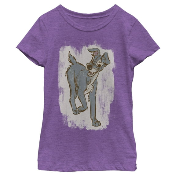 Girl's Lady and the Tramp Retro Sketch Pose  Graphic Tee Purple Berry Large