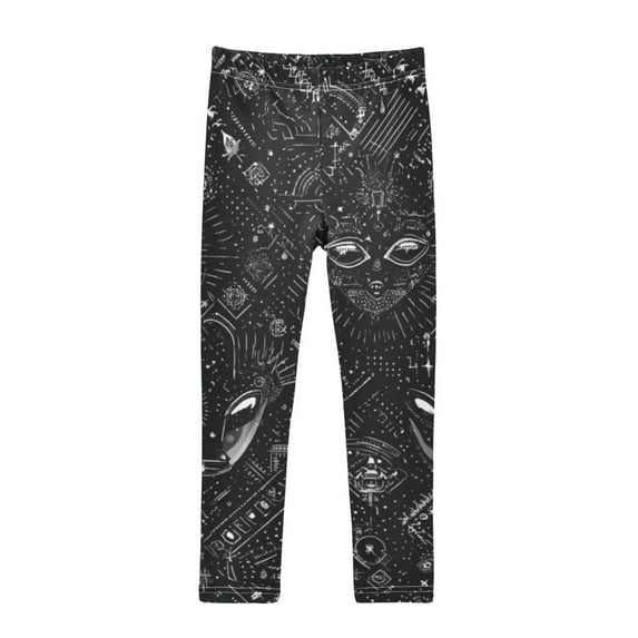 Girl's Legging Full-Length Colorful Print Tights For Dance Gym Everyday Wear Alien Vector