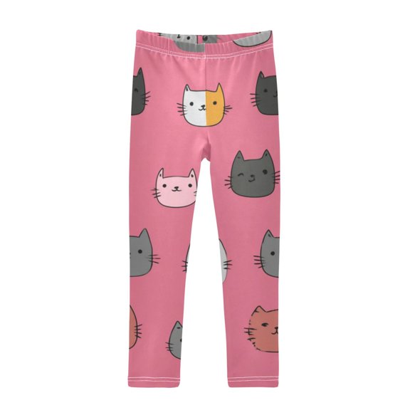 Girl's Legging Full-Length Colorful Print Tights For Dance Gym Everyday Wear Cartoon Kitty