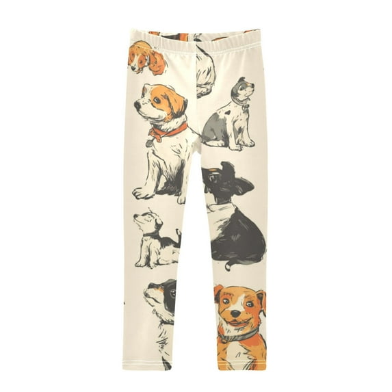 Girl's Legging Full-Length Colorful Print Tights For Dance Gym Everyday Wear Dog Painting