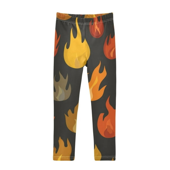 Girl's Legging Full-Length Colorful Print Tights For Dance Gym Everyday Wear Flames