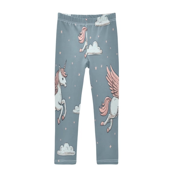 Girl's Legging Full-Length Colorful Print Tights For Dance Gym Everyday Wear Flying Unicorn