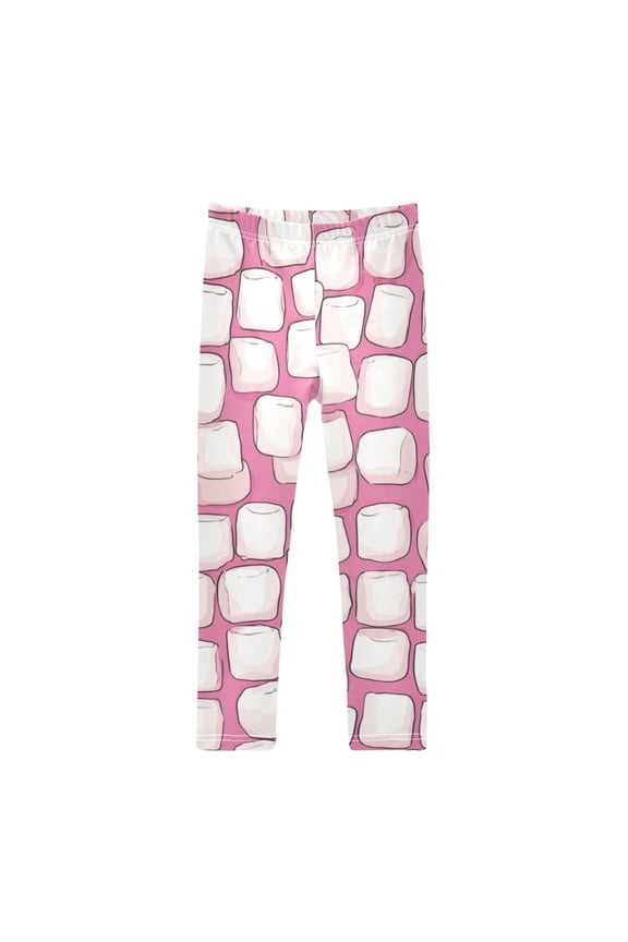 Girl's Legging Full-Length Colorful Print Tights For Dance Gym Everyday Wear Full Of Marshmallow