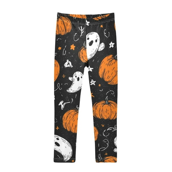 Girl's Legging Full-Length Colorful Print Tights For Dance Gym Everyday Wear Ghostly Faces