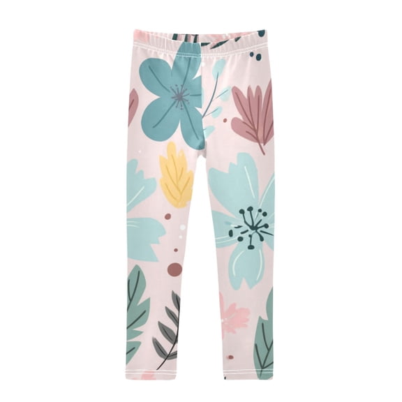 Girl's Legging Full-Length Colorful Print Tights For Dance Gym Everyday Wear Hand-drawn Cute Cartoon Floral