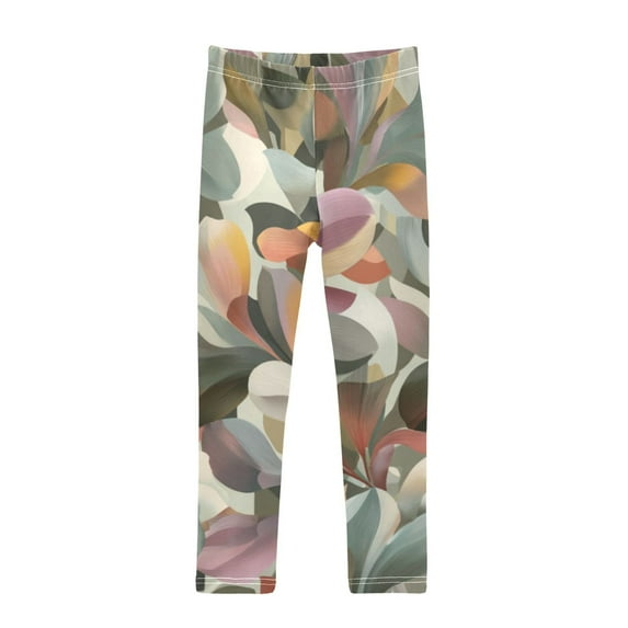 Girl's Legging Full-Length Colorful Print Tights For Dance Gym Everyday Wear Neutral Tones