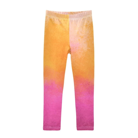 Girl's Legging Full-Length Colorful Print Tights For Dance Gym Everyday Wear Pink and Orange Dye Painting