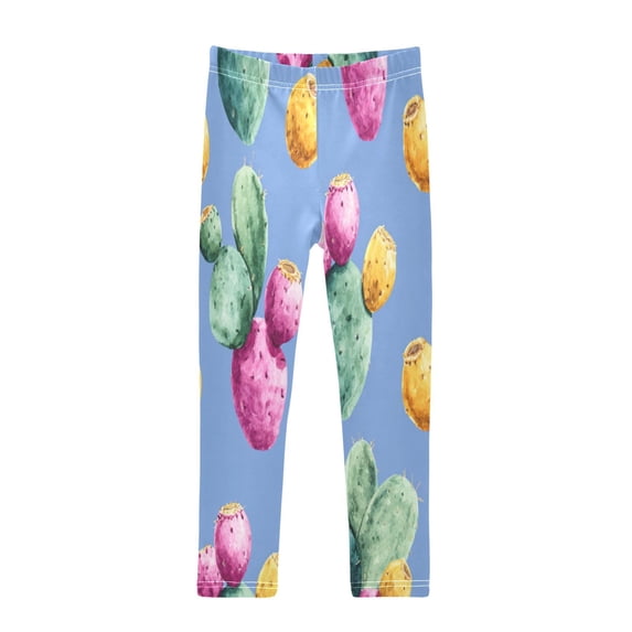 Girl's Legging Full-Length Colorful Print Tights For Dance Gym Everyday Wear Prickly Pear Fruit Vector