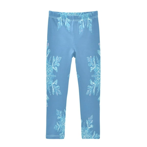 Girl's Legging Full-Length Colorful Print Tights For Dance Gym Everyday Wear Snowflake Seamless Illustratsnowflakeion