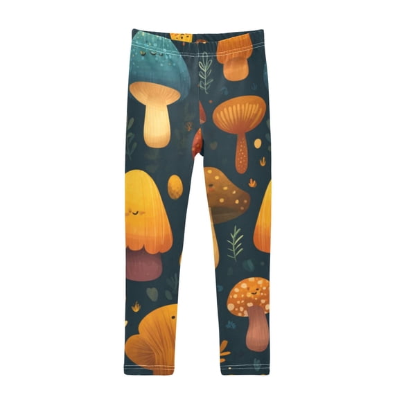 Girl's Legging Full-Length Colorful Print Tights For Dance Gym Everyday Wear Vector Mushrooms