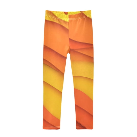Girl's Legging Full-Length Colorful Print Tights For Dance Gym Everyday Wear Warm Tone Waves