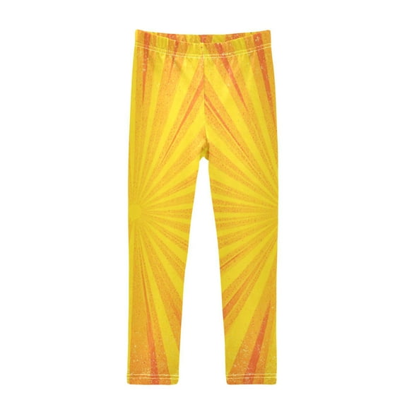 Girl's Legging Full-Length Colorful Print Tights For Dance Gym Everyday Wear Yellow and Orange Background