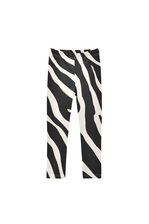 Girl's Legging Full-Length Colorful Print Tights For Dance Gym Everyday Wear Zebra Stripes