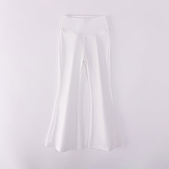 Girl's Leggings Flare Pants, High Waisted Yoga Boot Cut Pants Kids Youth Full Length Bell-Bottoms Loungewear Trousers Soft Trousers Yoga Pants White 120