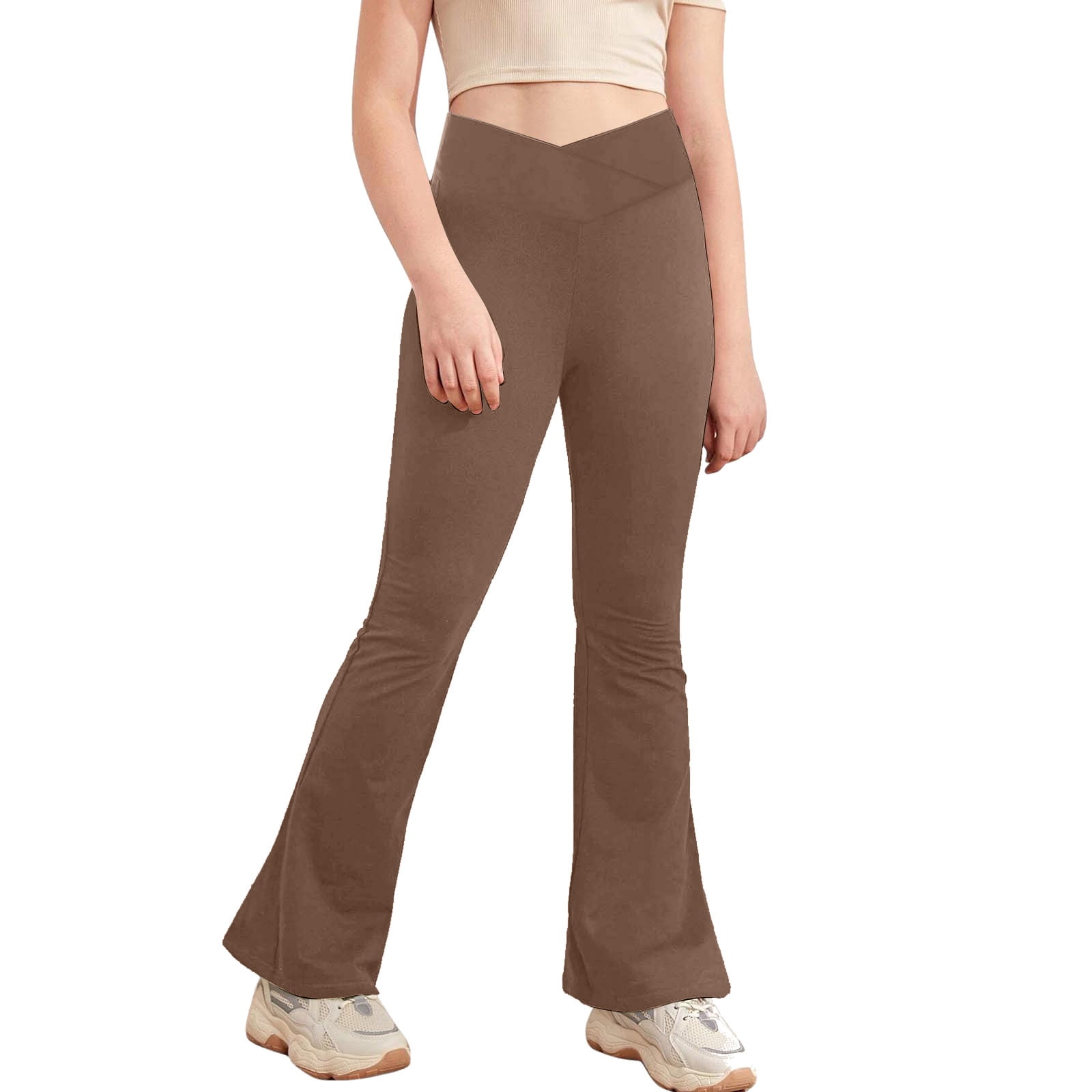 Girl's Leggings High Waisted Flare Pants Yoga Bootcut Pants Solid Color