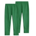 thumbnail image 1 of Girl's Leggings Multipack, 2 Pack Comfy Soft Leggings for Girls 3-12 Years, Stretch Elastic Waist Pull on Pants (9 Years, Green 02), 1 of 7