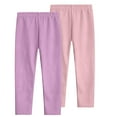 thumbnail image 1 of Girl's Leggings Multipack, 2 Pack Cotton Soft Leggings for Girls 3-12 Years, Stretch Elastic Waist Pull on Pants (11 Years, Pink), 1 of 7