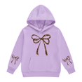 thumbnail image 1 of Girl's Leopard Bow Graphic Hoodies Cute Hooded Sweatshirts Preppy Hoodie, 1 of 4