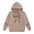 thumbnail image 1 of Girl's Leopard Bow Graphic Hoodies Cute Hooded Sweatshirts Preppy Hoodie, 1 of 4