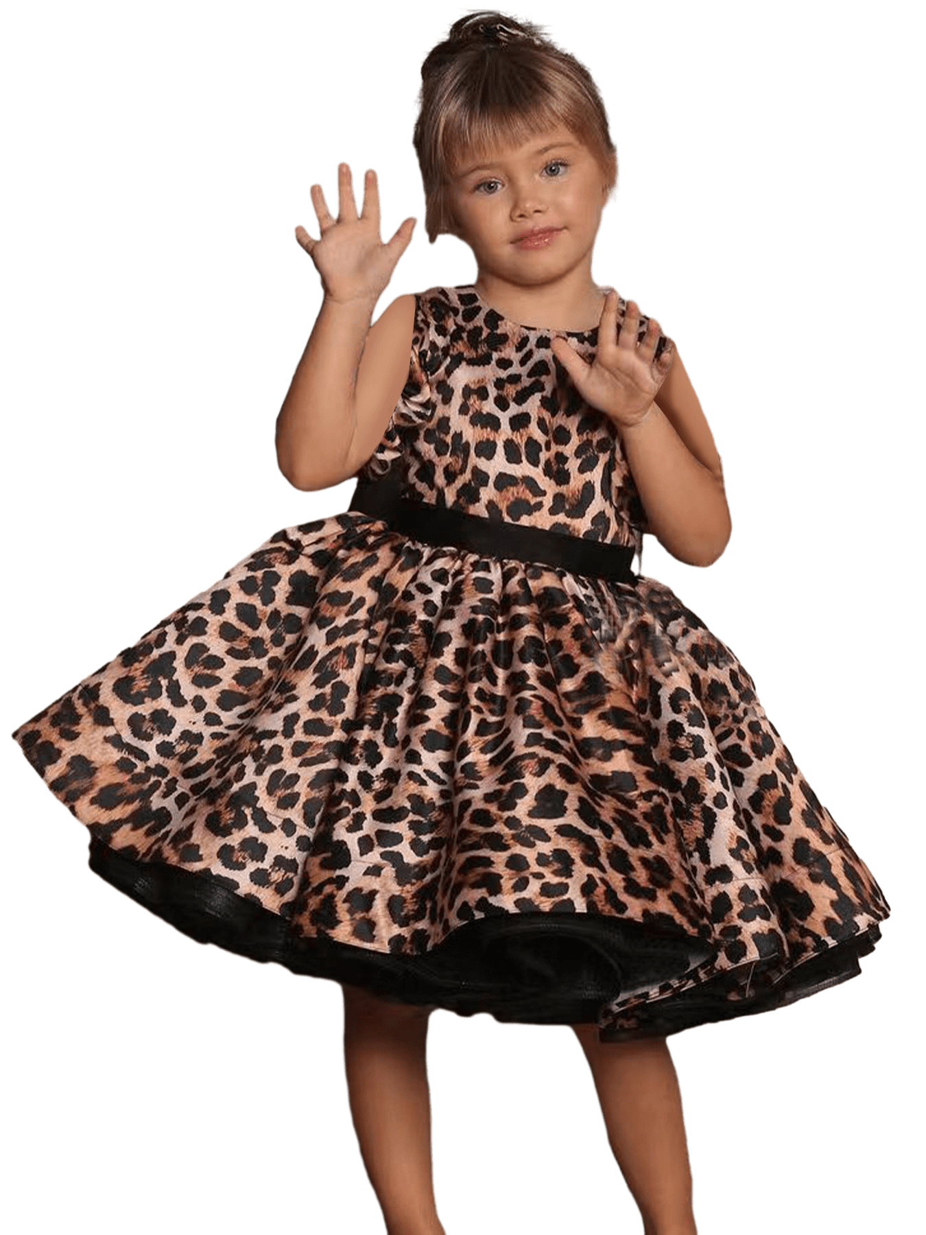 Girl's Leopard Print Dress Christmas Wedding Pgeant Party Gown