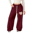 thumbnail image 1 of Girl's Leopard Sweatpants Valentine Pants Mid Waist Straight Leg Y2K Joggers Pants Wide Leg Sweatpants Girls 1 10 Y-11 Y, 1 of 4