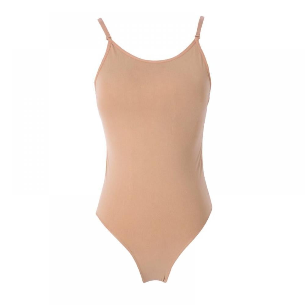 Girl's Leotard Sleeveless Camisole Leotard with Adjustable Straps for Dance Ballet Bodysuit Dancewear, Nude