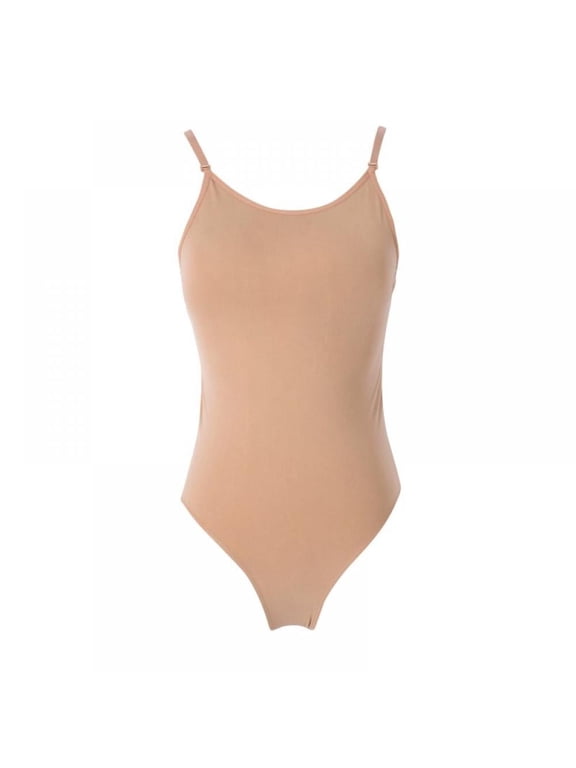 Girl's Leotard Sleeveless Camisole Leotard with Adjustable Straps for Dance Ballet Bodysuit Dancewear, Nude