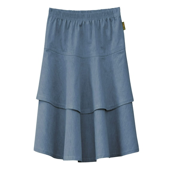 Girl's Lightweight 2 Layered Denim Knee Length Skirt