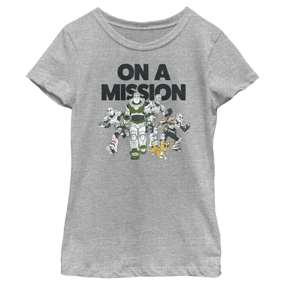 Girl's Lightyear On a Mission Group Graphic Tee Athletic Heather Small