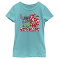 thumbnail image 1 of Girl's Lilo & Stitch 6th Birthday Hula Dance Graphic Tee Tahiti Blue Medium, 1 of 4