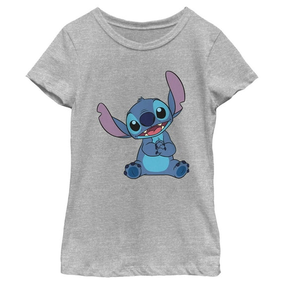 Girl's Lilo & Stitch Adorable Stitch Portrait Graphic Tee Athletic Heather Large