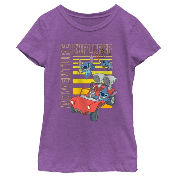 Girl's Lilo & Stitch Adventure Explorer  Graphic Tee Purple Berry Small