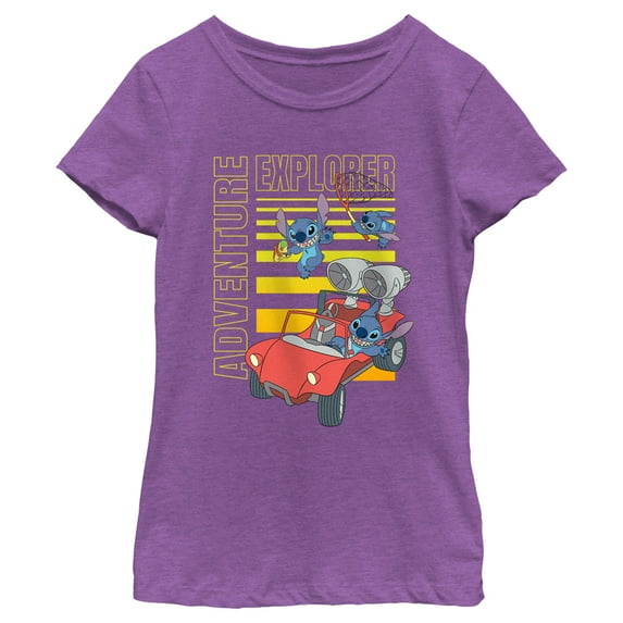 Girl's Lilo & Stitch Adventure Explorer Graphic Tee Purple Berry X Small