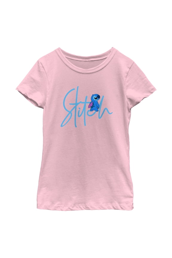 Girl's Lilo & Stitch Alien Signature Graphic Tee Light Pink Small