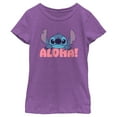 thumbnail image 1 of Girl's Lilo & Stitch Aloha Stitch  Graphic Tee Purple Berry X Small, 1 of 4
